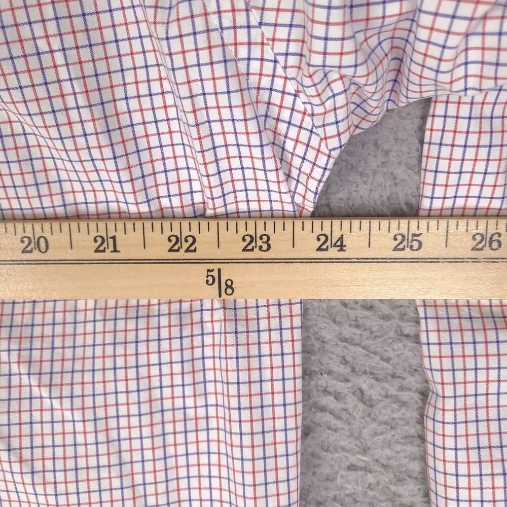 J Crew Shirt Mens XL White Blue Red Plaid 2 Ply‎ Cotton Button Down Long Sleeve